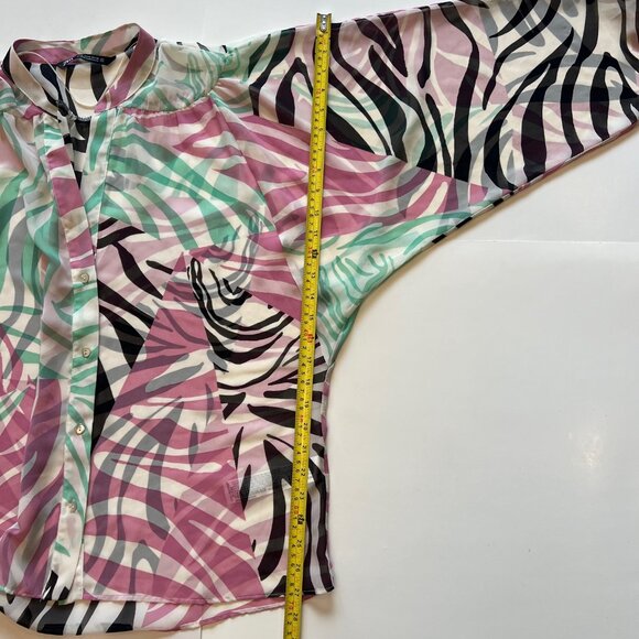 NEW Zara Semi Sheer Pink Zebra Pattern Blouse Top- Size M Oversized - Picture 15 of 16
